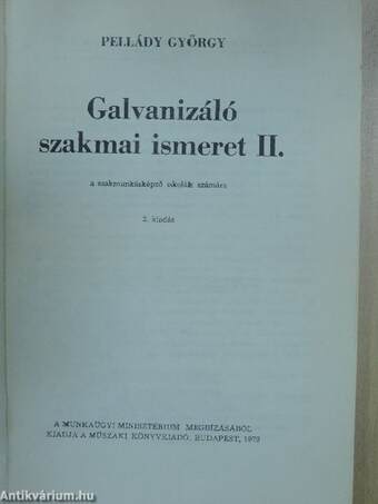 Galvanizáló szakmai ismeret II.