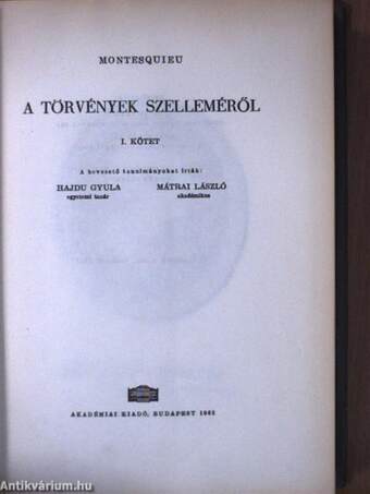 A törvények szelleméről I. (töredék)