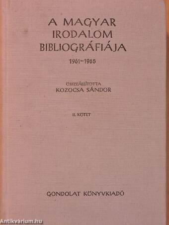A magyar irodalom bibliográfiája 1961-1965. II. (töredék)