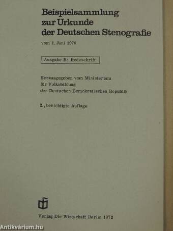 Beispielsammlung zur Urkunde der Deutschen Stenografie Ausgabe B: Redeschrift