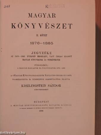 Magyar könyvészet 1876-1885. II.