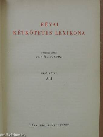 Révai kétkötetes lexikona 1-2.