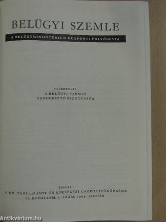 Belügyi Szemle 1964. január-december I-II.