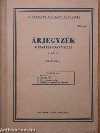 Árjegyzék - Finomvegyszer I-II. (töredék)