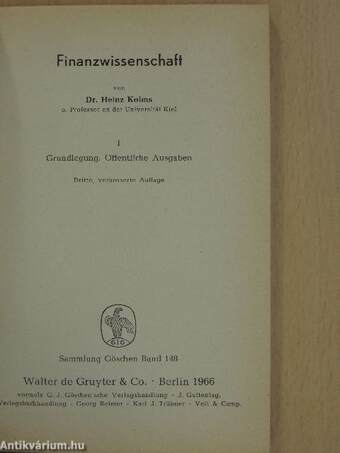 Finanzwissenschaft I.