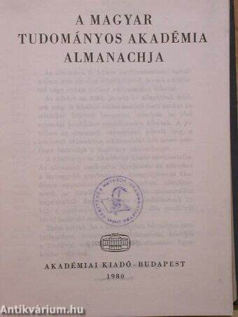 A Magyar Tudományos Akadémia Almanachja 1980