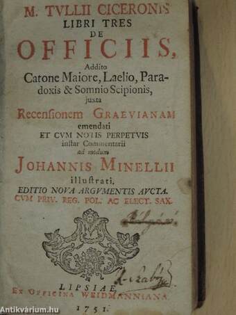 M. Tullii Ciceronis de officiis (libri tres)