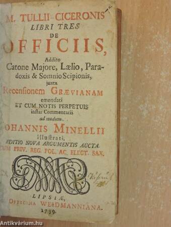 M. Tullii Ciceronis de officiis (libri tres)