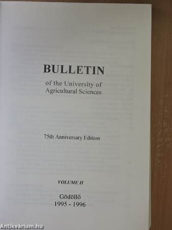 Bulletin of the University of Agricultural Sciences II.