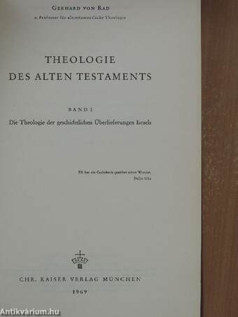 Theologie des alten Testaments I-II.