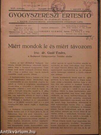 Gyógyszerészi Értesítő 1936. (nem teljes évfolyam)