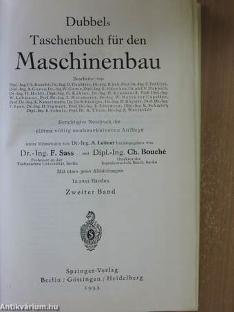 Dubbels Taschenbuch für den Maschinenbau II.