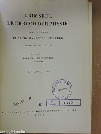 Grimsehl Lehrbuch der Physik II.