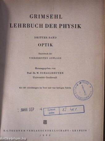 Grimsehl Lehrbuch der Physik III.