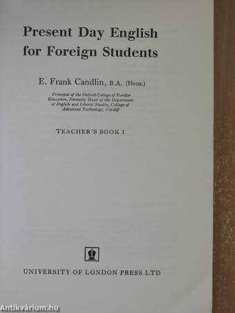 Present Day English for Foreign Students Teachers Book 1.