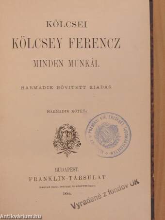 Kölcsei Kölcsey Ferencz minden munkái 3-4.