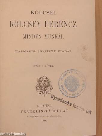 Kölcsei Kölcsey Ferencz minden munkái 5-6.