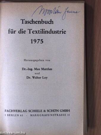 Taschenbuch für die Textilindustrie 1975