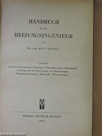 Handbuch für den Heizungsingenieur I.