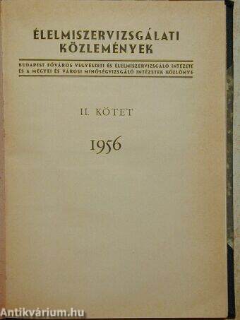 Élelmiszervizsgálati Közlemények 1956.