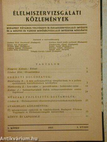 Élelmiszervizsgálati Közlemények 1955.