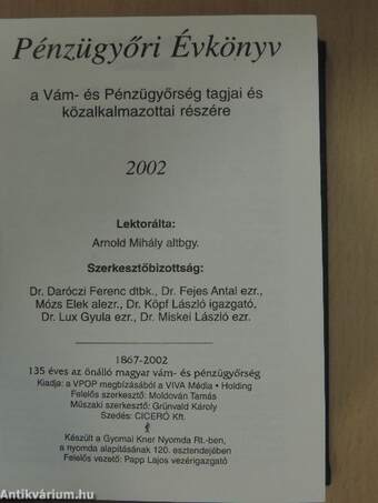 Pénzügyőri Évkönyv 2002