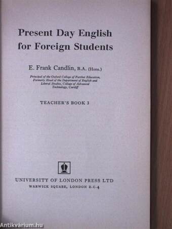 Present Day English for Foreign Students Teacher's Book 3.