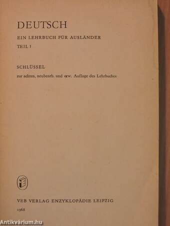 Deutsch - Ein Lehrbuch für Ausländer - Schlüssel 1.