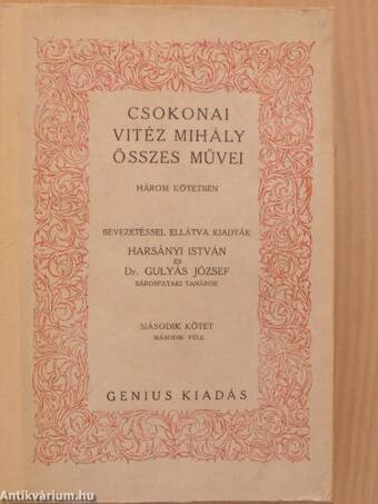 Csokonai Vitéz Mihály összes művei három kötetben II/2. (töredék)