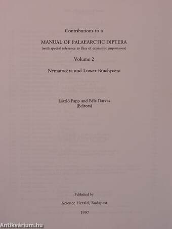 Contributions to a Manual of Palaearctic Diptera 2.