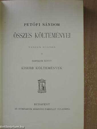 Petőfi Sándor összes költeményei III.