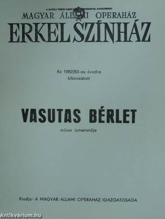 Az 1982/83-as évadra kibocsátott Vasutas Bérlet műsor ismertetője