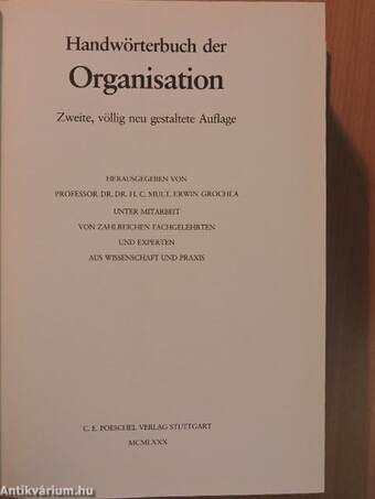 Handwörterbuch der Organisation II. (töredék)