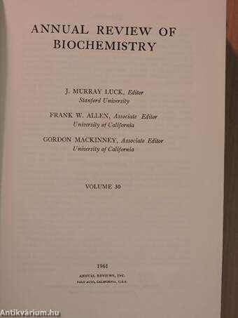 Annual Review of Biochemistry 1961