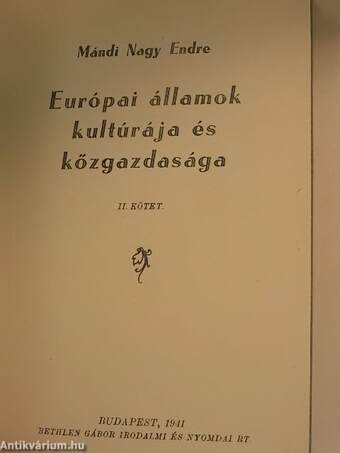 Európai államok kultúrája és közgazdasága II.