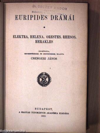 Euripides drámái III.