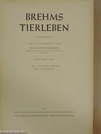 Brehms Tierleben in Vier Bänden III. (töredék)