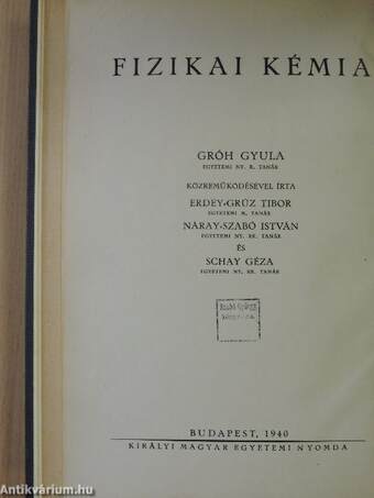 Fizikai kémia I.