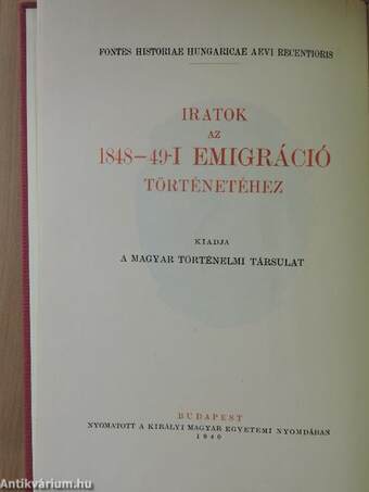 A Kossuth-emigráció Angliában és Amerikában 1851-1852 I. (töredék)