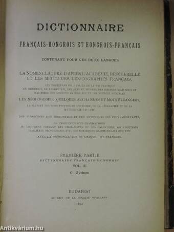 A franczia-magyar és magyar-franczia nyelv szótára I/3. (töredék)