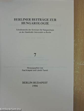 Berliner Beiträge zur Hungarologie 7.