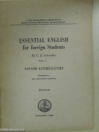 Essential English for Foreign Students 1.