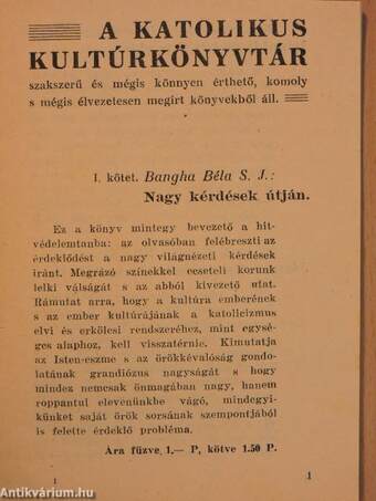 A Mária-kongregáció kiadóhivatalának könyvjegyzéke 1932.