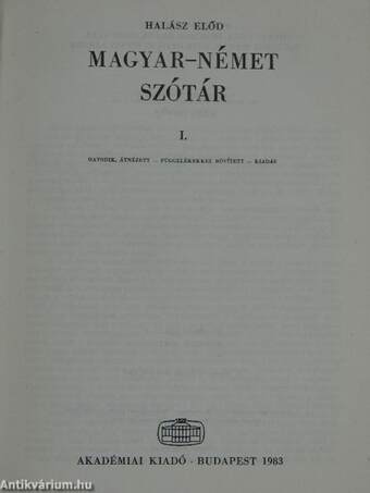 Magyar-német szótár I. (töredék)