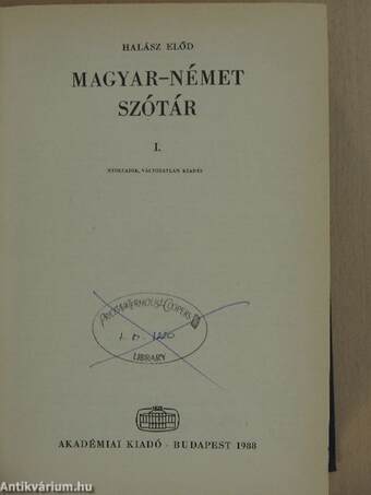 Magyar-német szótár I. (töredék)