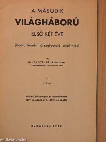 A második világháború első két éve II/1. (Tiltólistás kötet)