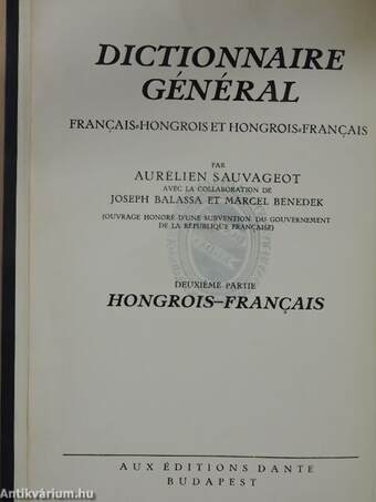 Francia-magyar és magyar-francia nagy kéziszótár II.