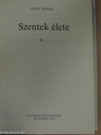 Szentek élete II. (töredék)