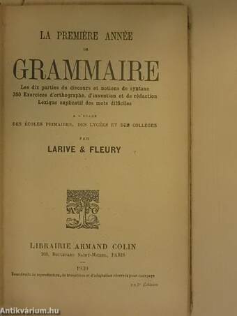 La premiére année de grammaire