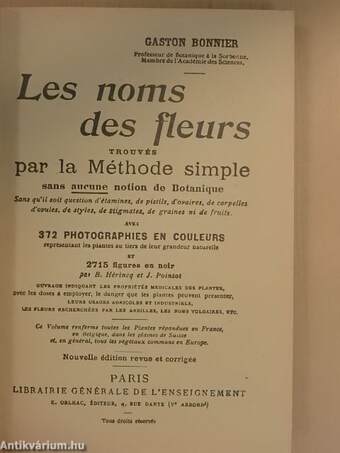 Les noms des fleurs trouvés par la Méthode simple sans aucune notion de Botanique